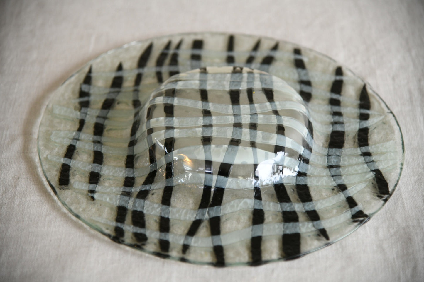 Black Stripe Glass Dish