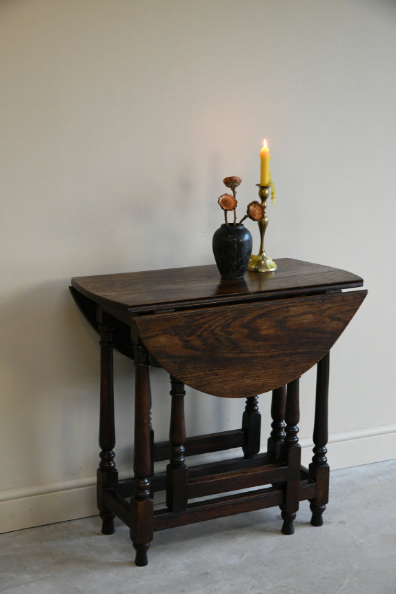 Antique Oak Drop Leaf Occasional Table
