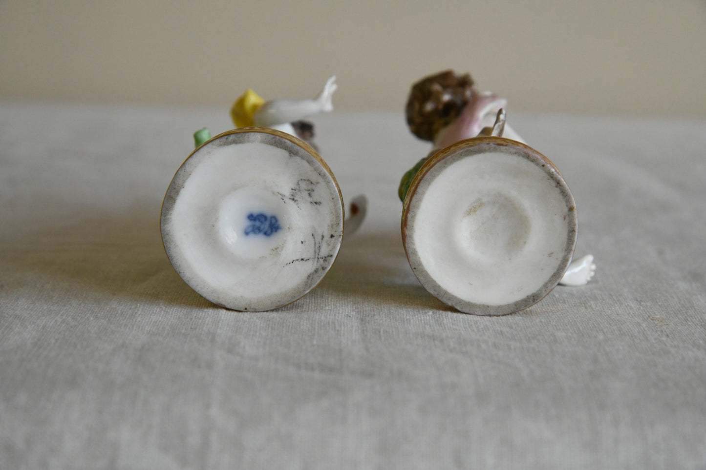 Pair Vintage German Volkstedt Porcelain Putti