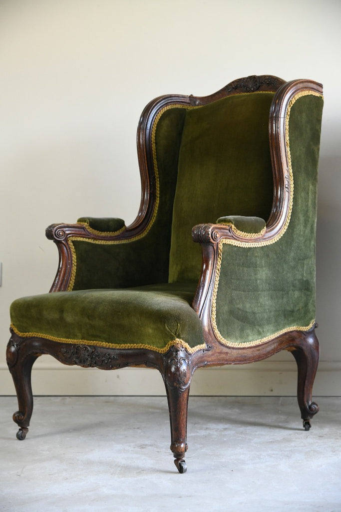 Pair Oak Upholstered Armchairs