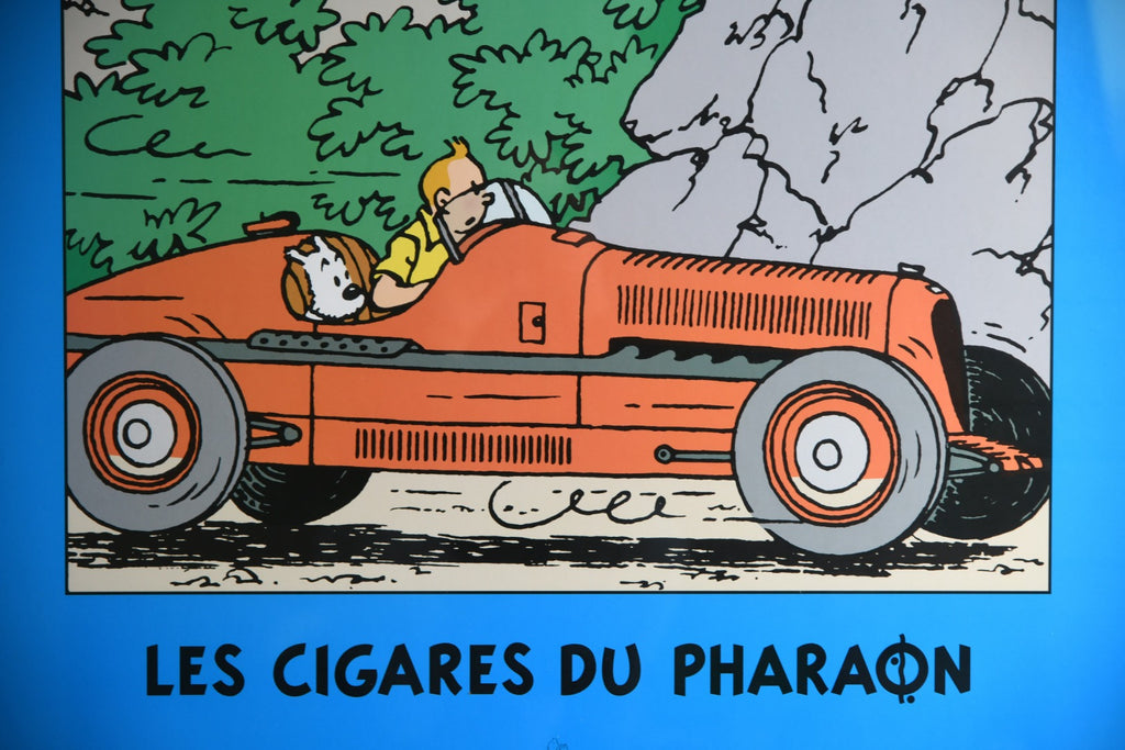Vintage Framed Tintin Poster - Les Cigares Du Pharaon - Herge Moulinsart