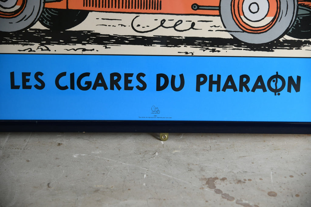 Vintage Framed Tintin Poster - Les Cigares Du Pharaon - Herge Moulinsart