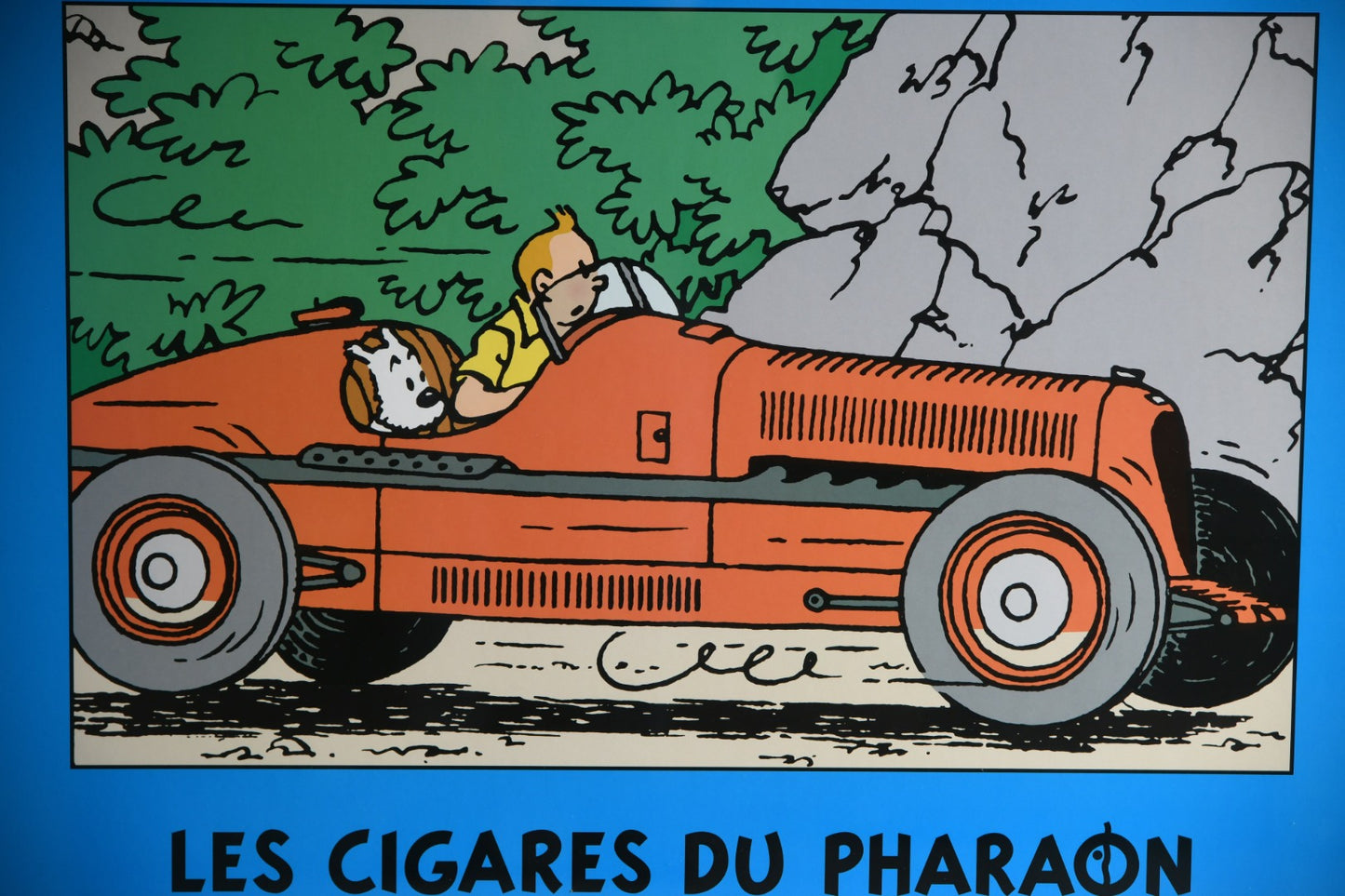 Vintage Framed Tintin Poster - Les Cigares Du Pharaon - Herge Moulinsart