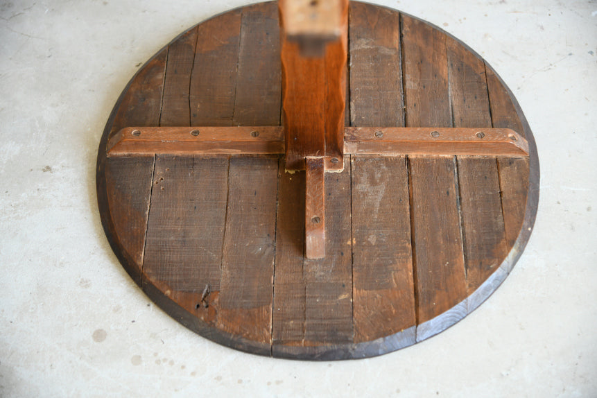 Vintage Wooden Wine Barrel Lid Coffee Table