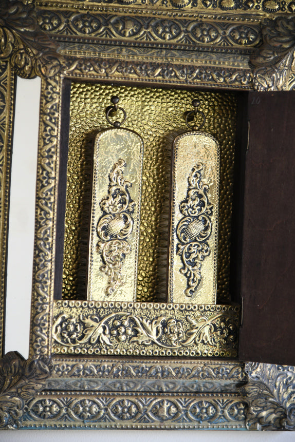 Repousse Style Brass Mirror