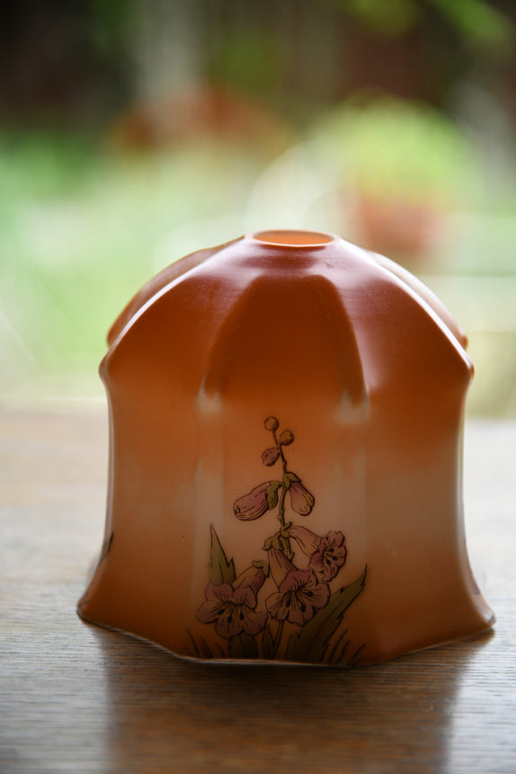 Vintage Orange Floral Glass Lampshade