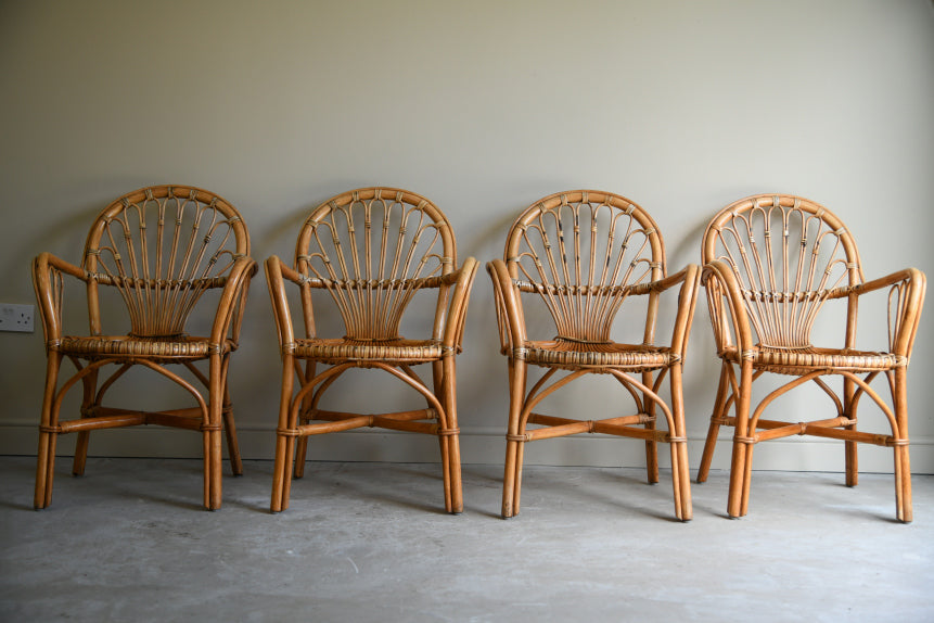 Retro Cane Table & 4 Dining Chairs