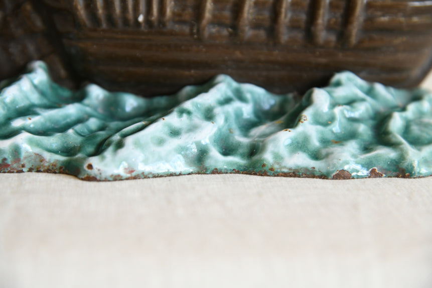 Vintage Enamel Cast Iron Ship Doorstop
