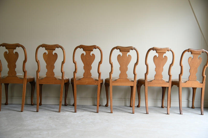 6 Queen Anne Style Walnut Dining Chairs