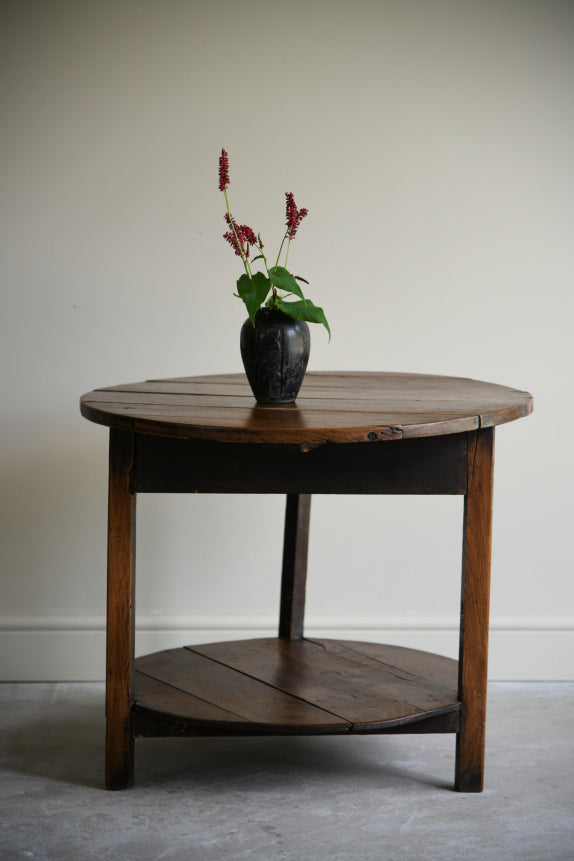 Antique English Elm Cricket Table