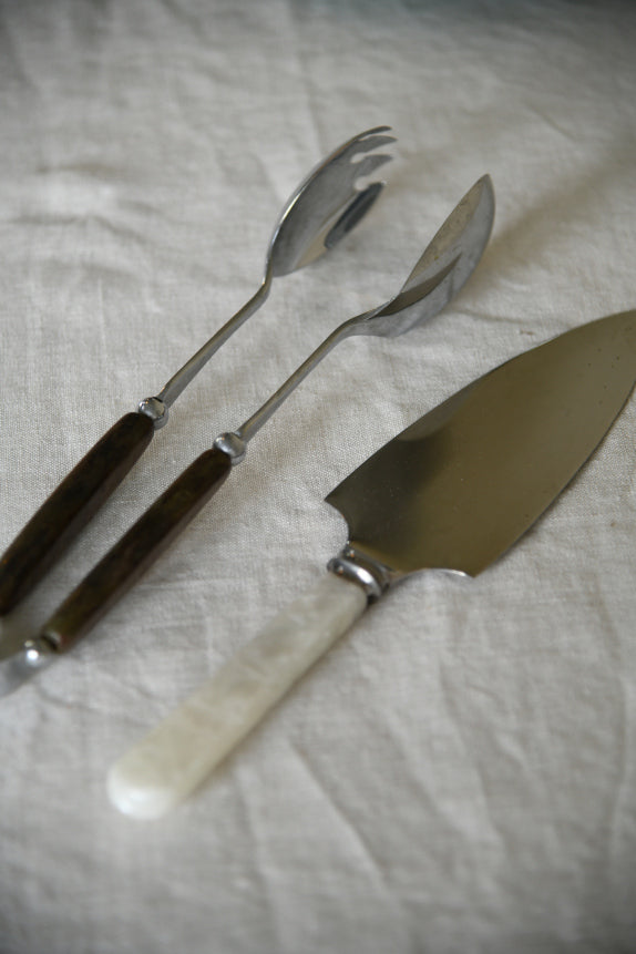 Vintage Serving Tongs & Cake Knife