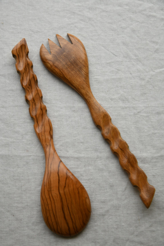 Olive Wood Salad Servers
