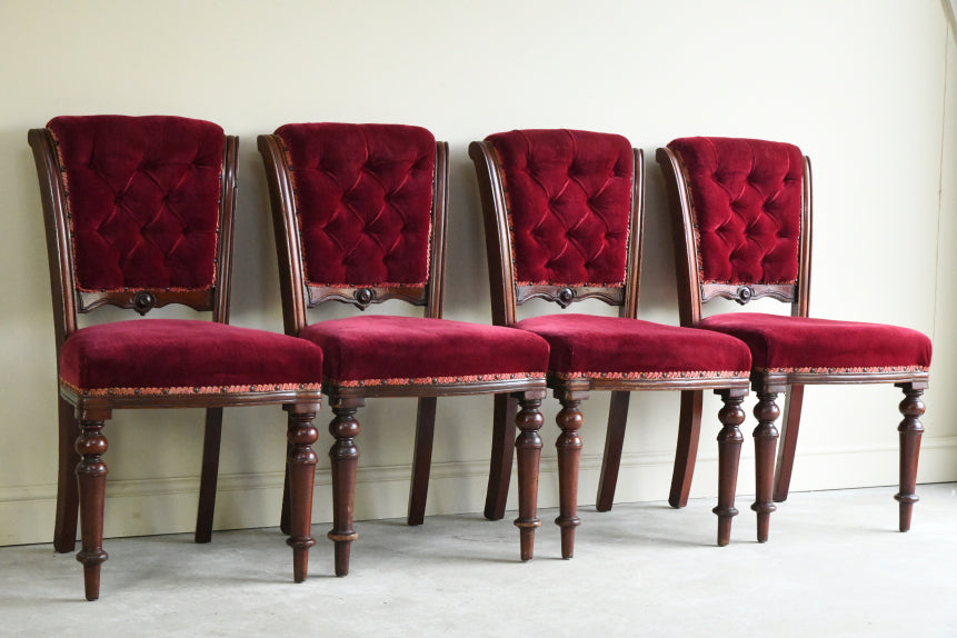 4 Victorian Upholstered Dining Chairs