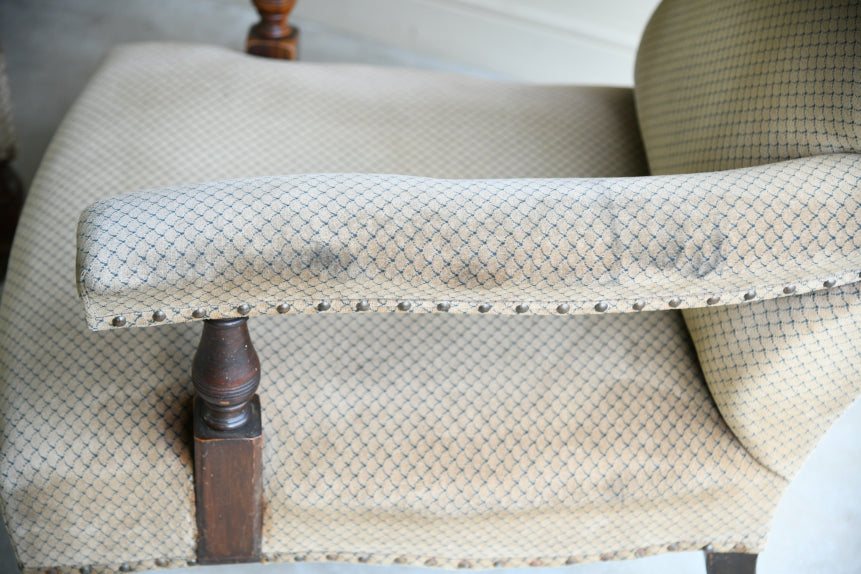 Pair Howard Style Upholstered Armchairs