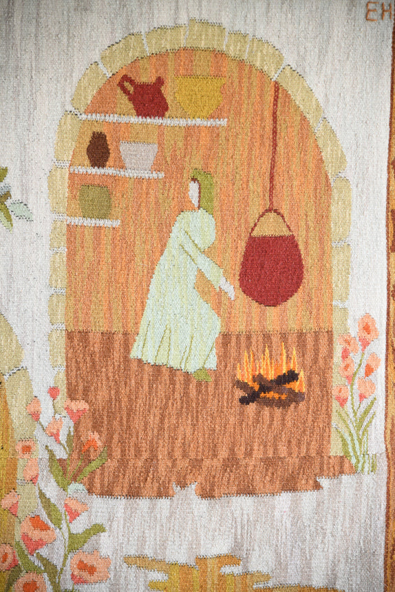 Large Vintage Hand Woven Tapestry Wall Hanging