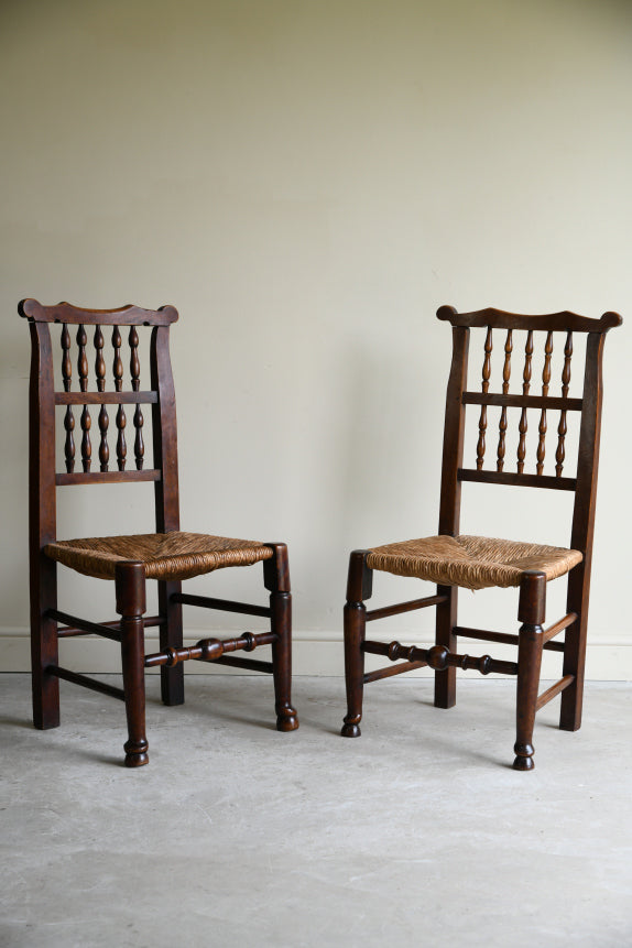 Pair Country Spindle Back Kitchen Chairs
