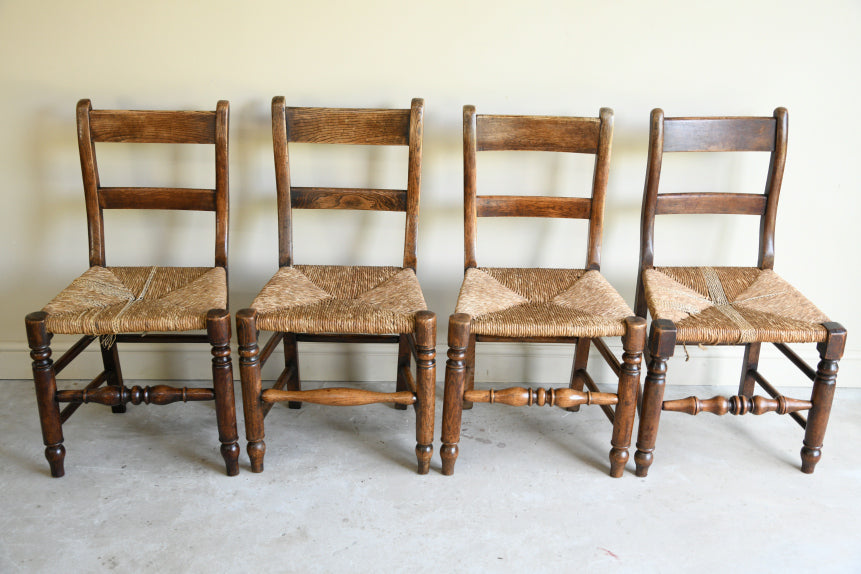 Set 4 Rustic Elm Country Style Dining Chairs