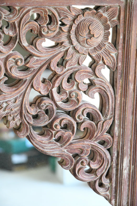 Pair Indonesian Pierced & Carved Mirrors