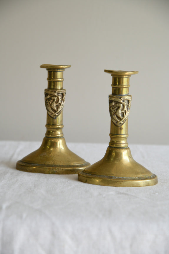 Pair Late 19th Century Brass Candlesticks