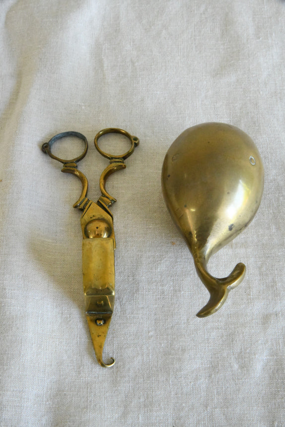Brass Candle Snuffer & Whale Ashtray