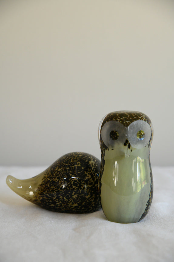 Wedgwood Owl & Hedghog Glass Paperweights