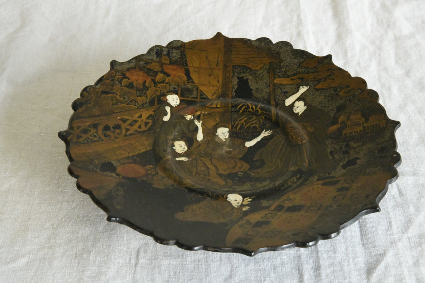 Japanese Black Lacquer Dish
