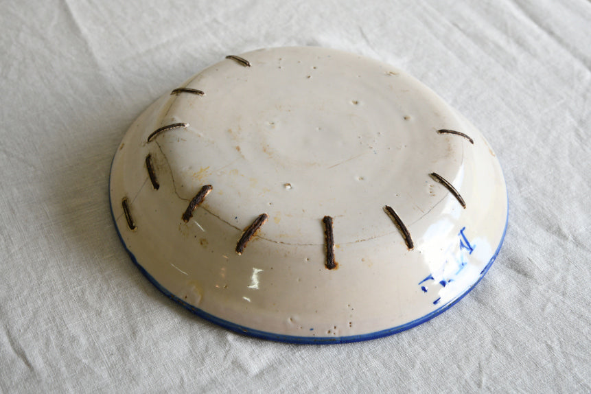 Antique Blue & White Spanish Majolica Dish