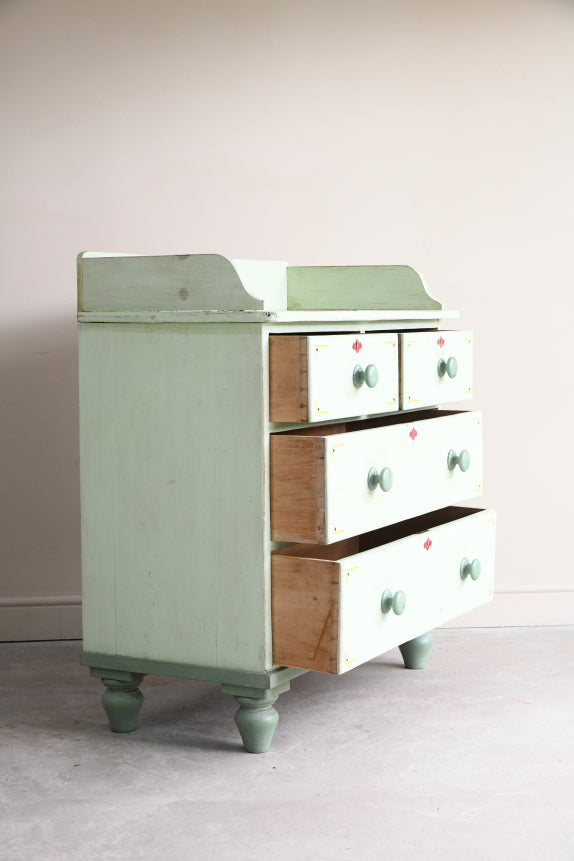 Antique Painted Green Pine Chest of Drawers