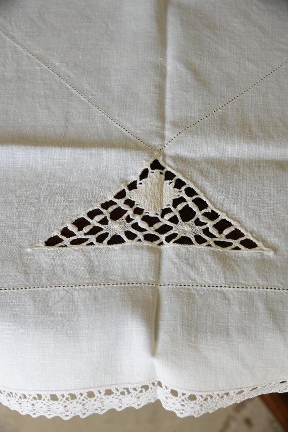 Vintage Small Square Linen Tablecloth