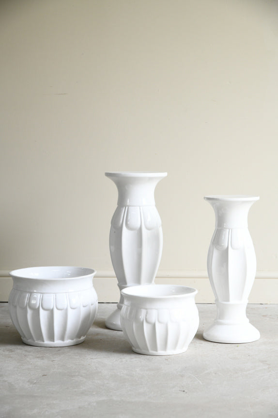 Pair White Ceramic Jardiniere