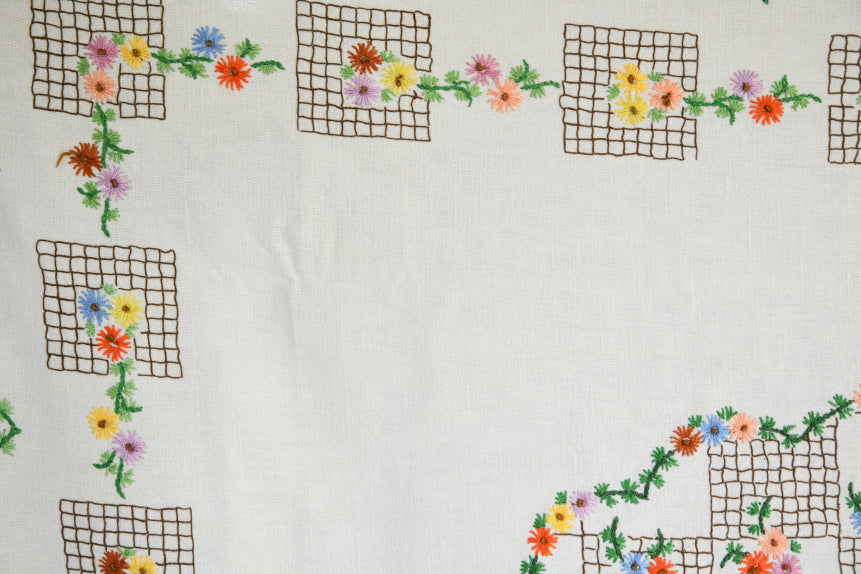 Vintage Large Floral Table Cloth
