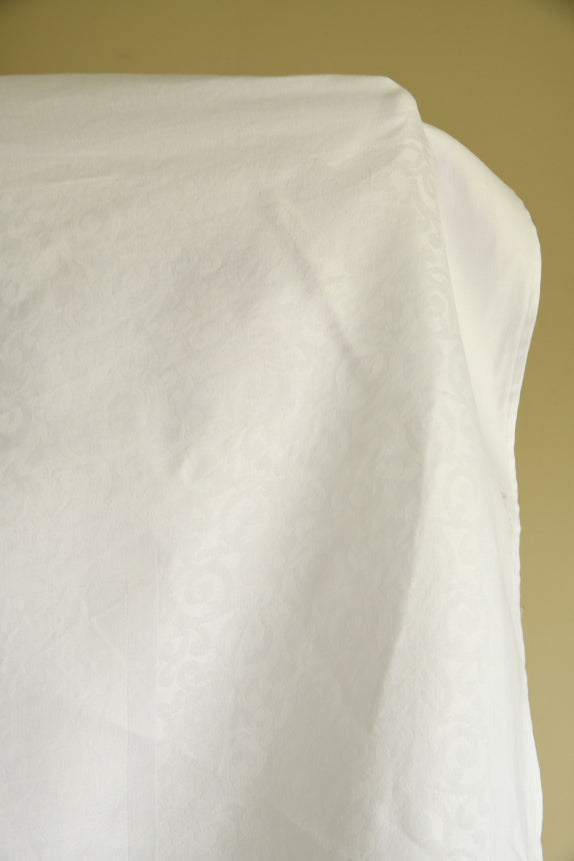 Large Square White Linen Damask Tablecloth
