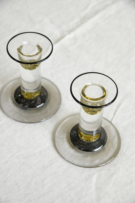Pair Studio Glass Candlesticks