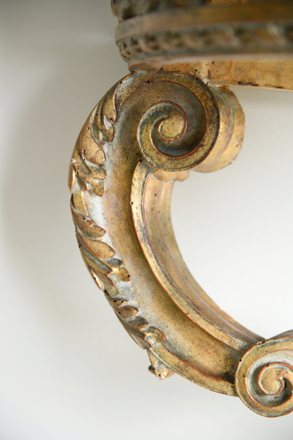 Italian Gilt Wood Marble Demi Lune Console