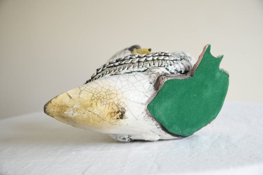 Large Raku Pottery Swan