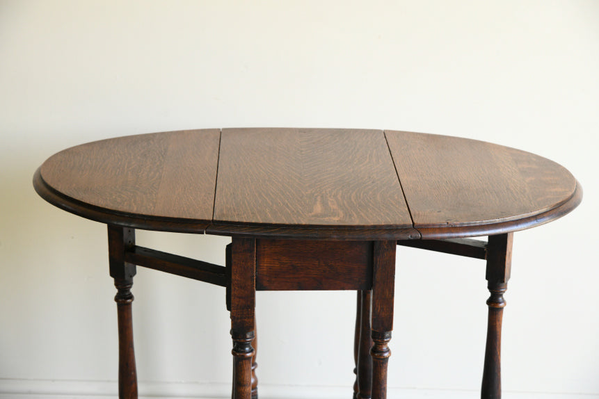 Small Oval Oak Drop Leaf Table