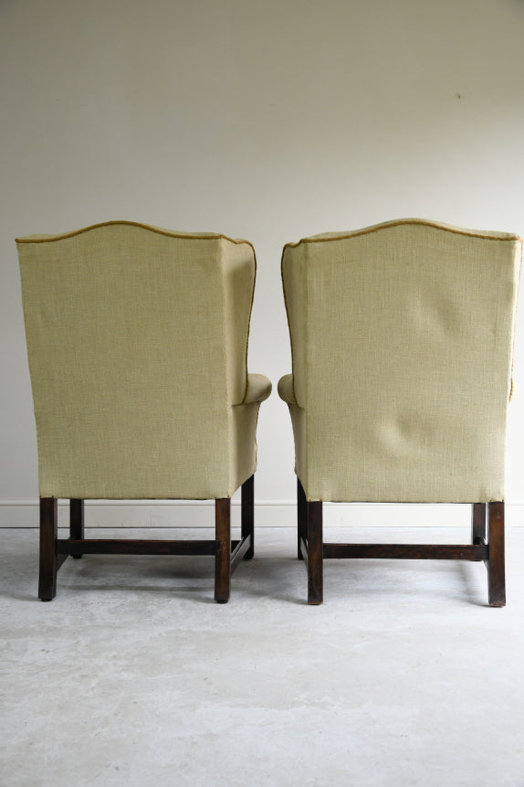 Pair Georgian Style Wing Back Armchairs