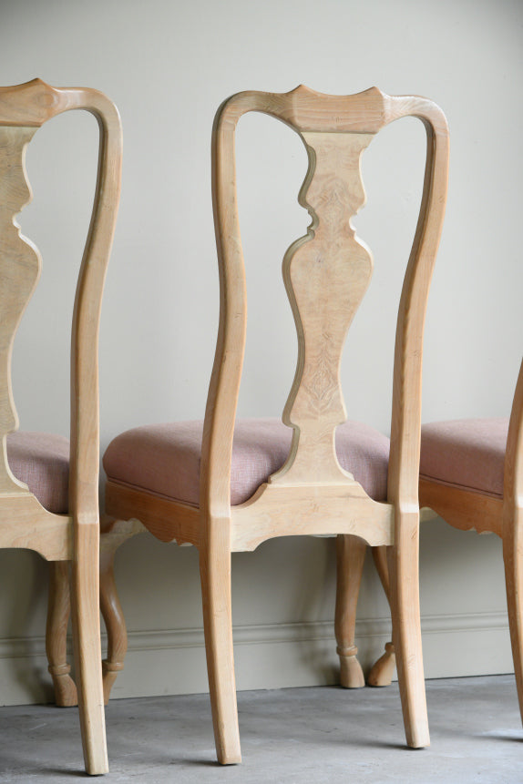 Set 8 Drexel Heritage Limed Ash Queen Anne Style Dining Chairs