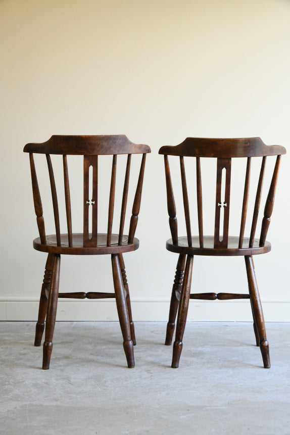Pair Stick Back Kitchen Chairs