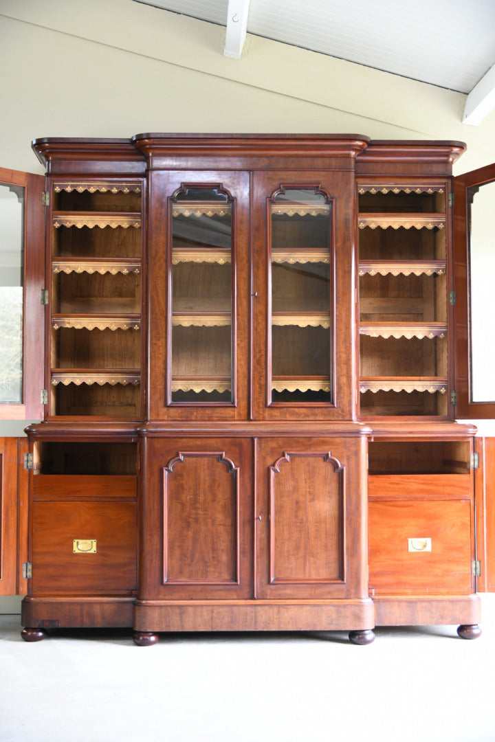 Large Victorian Mahogany Breakfront Bookcase