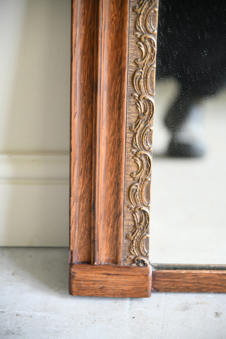 Antique Oak Overmantle Mirror