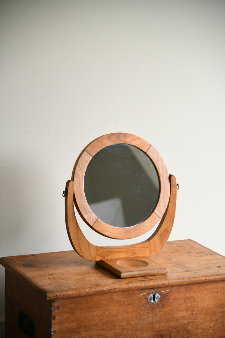 Vintage Elm Round Dressing Table Mirror