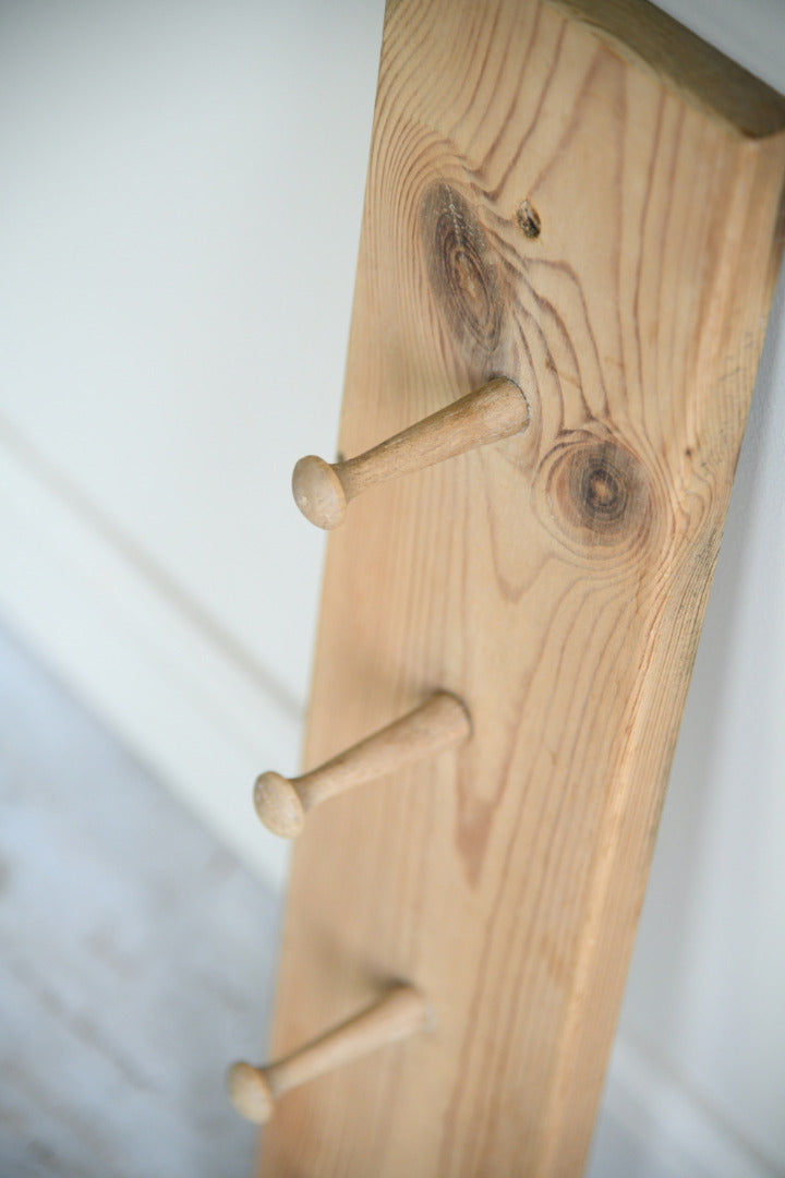 Pair of Vintage Pine Wall Mounted Coat Pegs