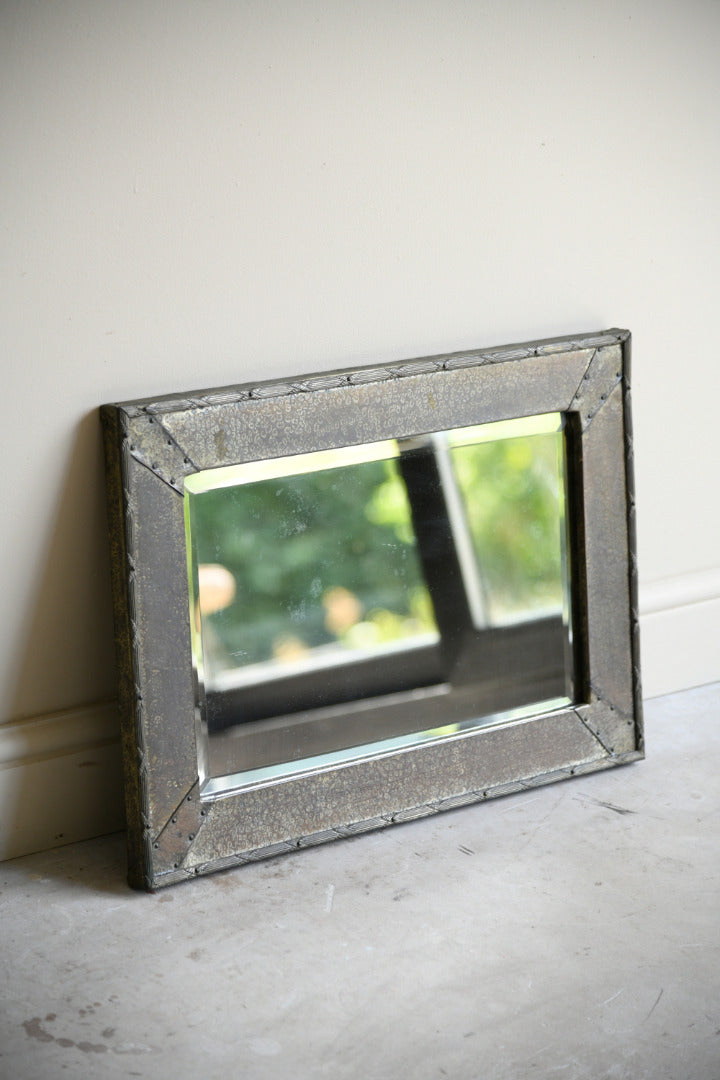 Arts and Crafts Hammered Metal Framed Bevelled Wall Mirror