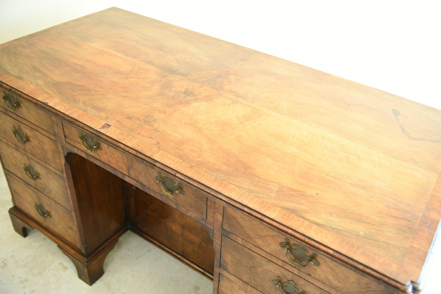 Antique Figured Walnut Kneehole Desk