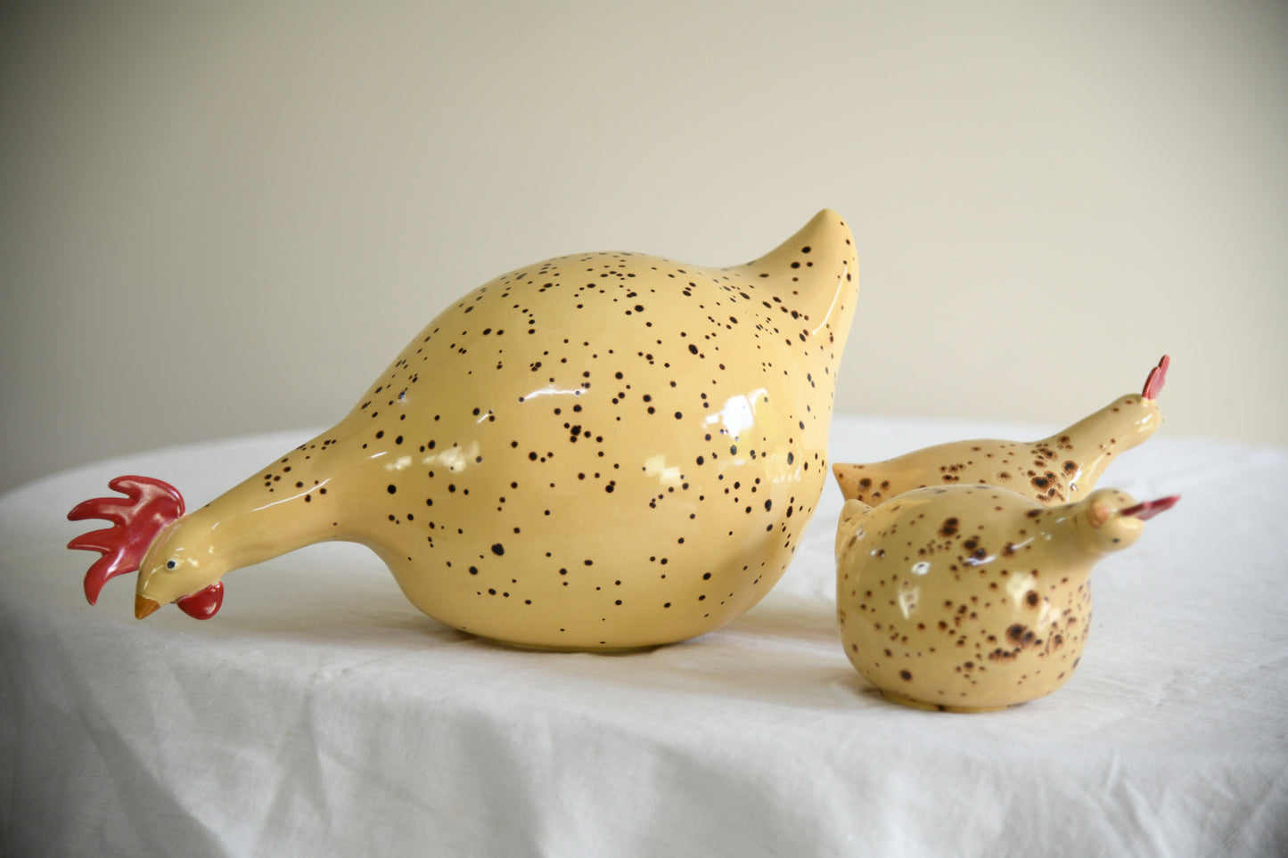 Longchamp France Faience Speckled Hen Family