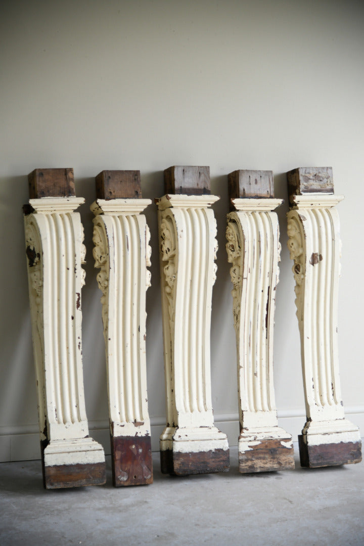 Set of 5 Antique Carved Teak Corbels