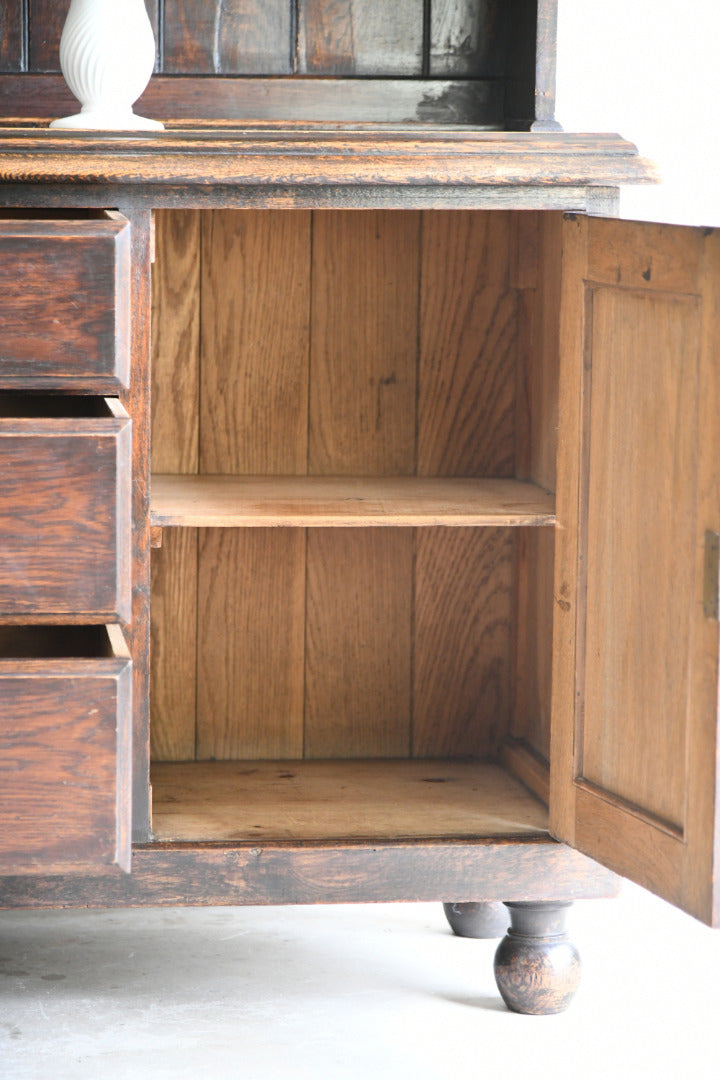 Antique Oak Welsh Dresser with Plate Rack