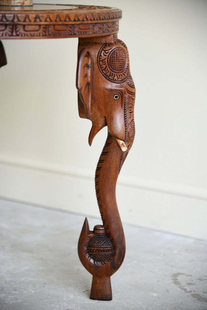 Anglo Indian Carved Elephant Occasional Table