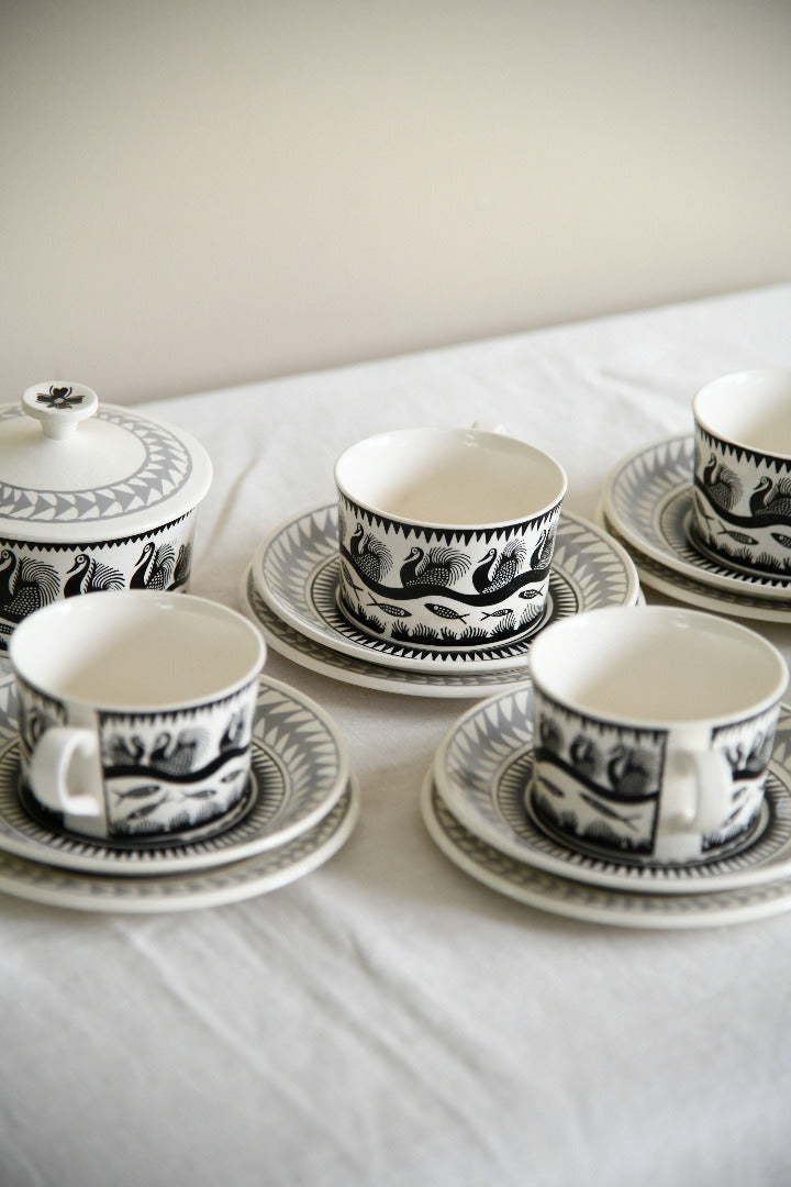 Scottie Wilson for Royal Worcester Crown Ware Tea Set